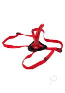 Red Rider Adjustable Strap-on With Dildo 7in - Red